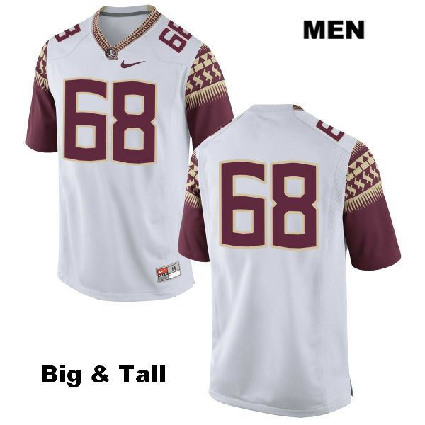 Men's NCAA Nike Florida State Seminoles #68 Greg Turnage College Big & Tall No Name White Stitched Authentic Football Jersey MHW6269DK